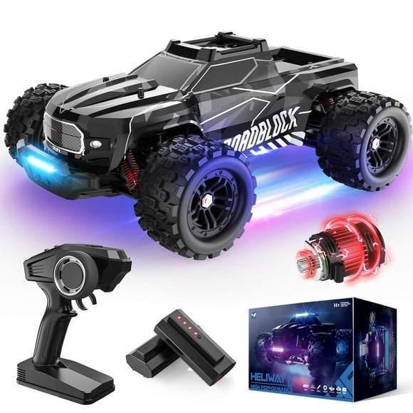 JoyStone 1:14 Fast RC Cars, Max 35+ mph Off-Road Hobby RC Trucks for Kids Adults, High-Speed Remote Control Car with Lights & Two 2S Lipo Batteries, Black