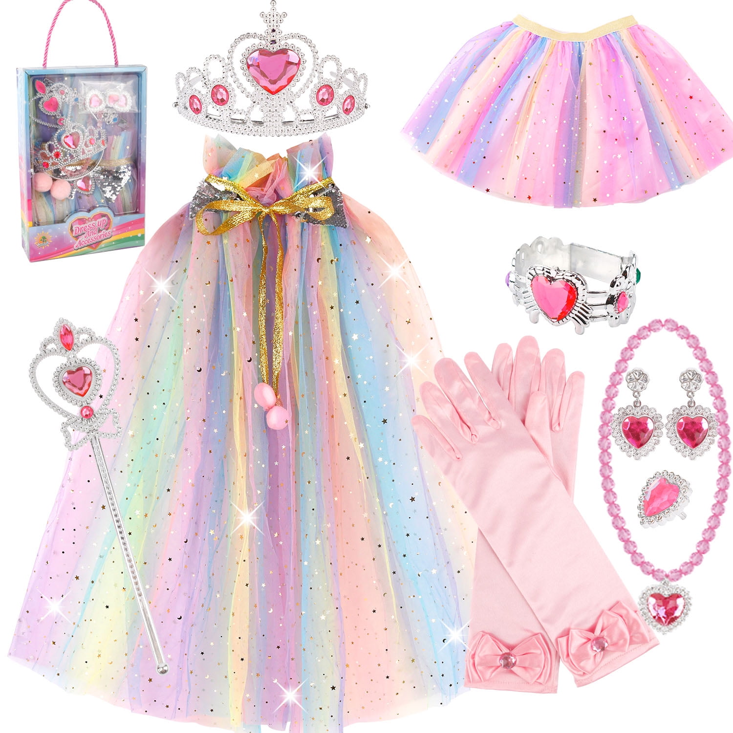 JoyStone 11 Pieces Princess Dress Up Toys for Toddler Girls 3-6 Years, Pink