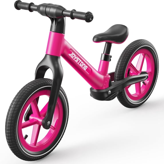 JoyStone 14 Inch Balance Bike for Kids, Toddler Balance Bike with Air Rubber Tires, Adjustable Seat, Lightweight No Pedal Training Bicycle, Gift Bike for 2-6 Boys Girls, Rose Red
