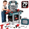 thumbnail image 1 of JoyStone 2 in 1 Kids Tool Bench Set,79 PCS Pretend Play Tool Bench for Kids with Tools, Electric Drill, Clothes and Transformable Tool Set, Learning Gift for Boys & Girls Age 3-5,Green, 1 of 9