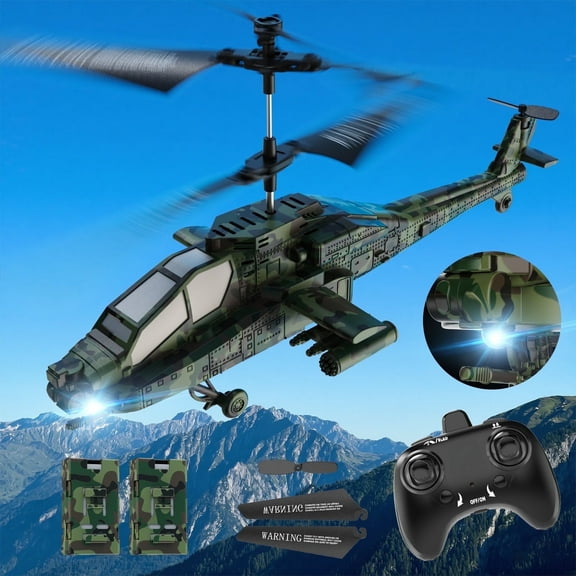 JoyStone RC Helicopter, 2.4GHz Remote Control Helicopter (AH-64) with 3 Speed Modes, 30+ Min Flight Time, LED Lights & Altitude Hold, RC Toys for Boys Girls Beginner, Green