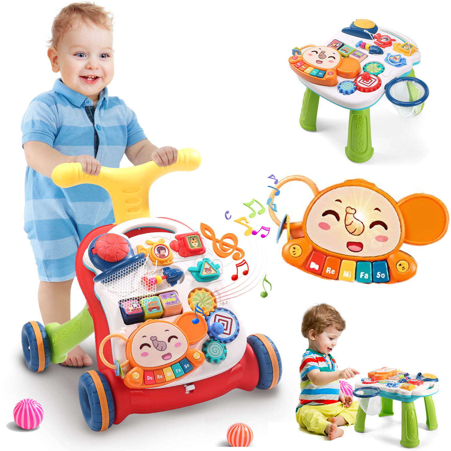 JoyStone 2-in-1 Baby Walker Baby Sit-to-Stand Learning Walker Kids Educational Toy Gift for Toddlers Infant Boys Girls - image 1 of 11