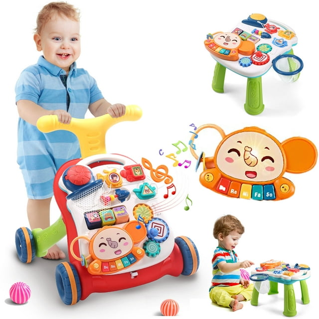 JoyStone 2-in-1 Baby Walker Baby Sit-to-Stand Learning Walker Kids Educational Toy Gift for Toddlers Infant Boys Girls