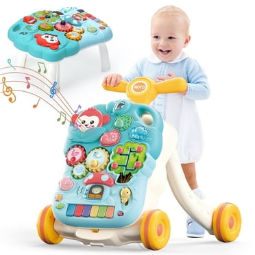 JoyStone 2-in-1 Baby Walker with Musical Play Table, Sit to Stand Toddler Learning Push Toys for 6-18 Months