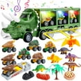 thumbnail image 1 of JoyStone 20 in 1 Dinosaur Truck Toys with Lights & Sounds,  Dinosaur Play Set for Kids 3-5 Years, Including 6 Pull Back Cars, 6 Dino Figures, Birthday Gift for Boys Girls, Green, 1 of 9