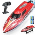 thumbnail image 1 of JoyStone 20+ mph RC Boat for Pool & Lakes, 14 inch Remote Control Boat with LED Lights, 2 Batteries 40Mins, Pool Toys for Adults & Kids (Red), 1 of 11