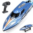 thumbnail image 1 of JoyStone 20+ mph RC Boat for Pool & Lakes, 14 inch Remote Control Boat with LED Lights, 2 Batteries 40Mins, Pool Toys for Adults & Kids (Blue), 1 of 11