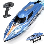 JoyStone 20+ mph RC Boat for Pool & Lakes, 14 inch Remote Control Boat with LED Lights, 2 Batteries 40Mins, Pool Toys for Adults & Kids Blue
