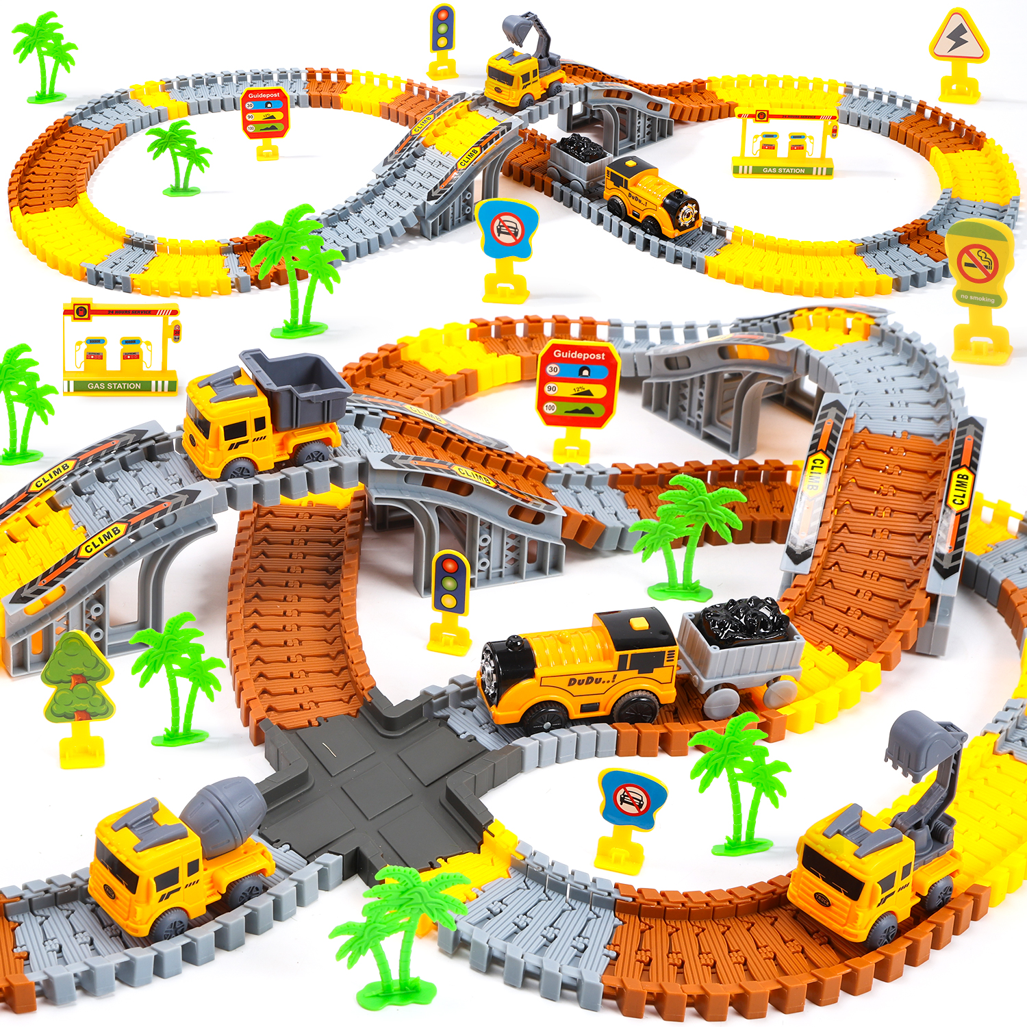 JoyStone 235 PCS Construction Race Tracks Toys 4 PCS Construction 