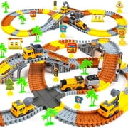 JoyStone 275 PCS Dinosaur Race Track Toys, Flexible Dinosaur Train Tracks Playset with 2 Dinosaur Cars and 8 Dinosaur Figures, Dinosaur Toys for Boy Girls