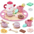 thumbnail image 1 of JoyStone Wooden Tea Party Set for Toddlers, Pretend Play Tea Set with Tray, Wooden Kitchen Toys Gift for Girls & Boys (18PCS), 1 of 7