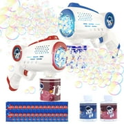 JoyStone 2PCS Bubble Machine Machine with 10 Hole Light & 30 PCS Bubble Solutions, 8000+Bubbles Per Minute Gifts for Kids Toddlers 3-8 Years Birthday Wedding Party