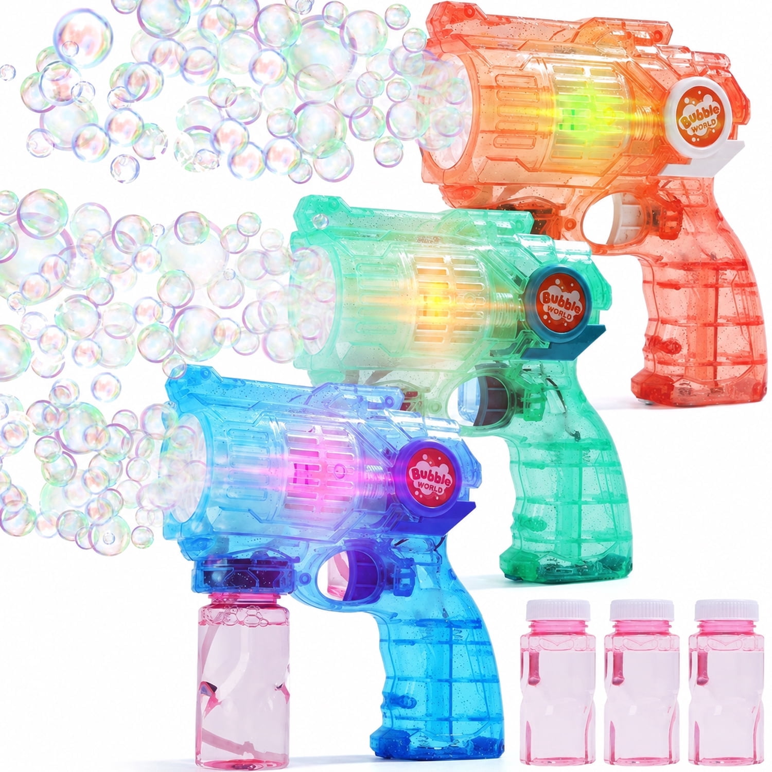 JoyStone JoyStone 3 Pack Bubble Machine for Kids, Automatic Light Up Bubble Blower with 5 Bottles, Bubble Blaster Bubble Toys for Boys & Girls