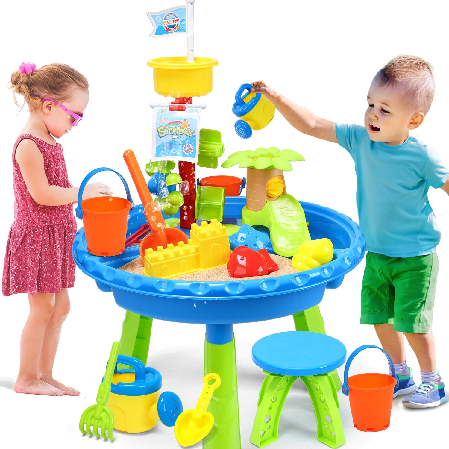 JoyStone 3 in 1 Kids Sand Water Table, 37PCS Sandbox Table Kids ...