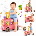 thumbnail image 1 of JoyStone 3-in-1 Musical Baby Walker and Activity Center for Toddlers, Ride-On Train with Sensory Play Panel, Early Learning Push Toy Gift for Infants, Pink, 1 of 13