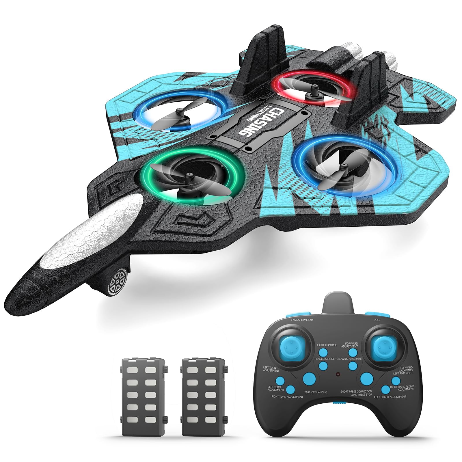 JoyStone Foam RC Airplane for Kids, Remote Control Fighter Jet with LED Lights, Headless Mode and Altitude Hold, 2.4GHz RC Plane for Beginners, Gift for Boys Girls Adults