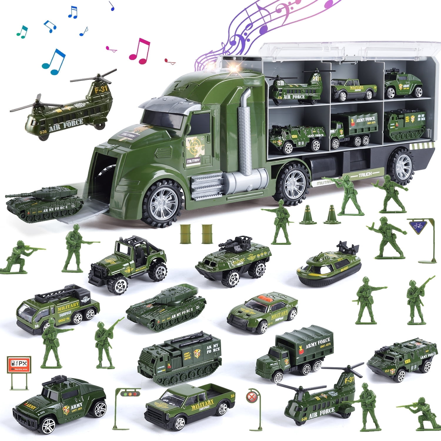 Army Supply Corp トラック ミニカー JoyStone 33 in 1 Military Truck Toy, Green Army Toy Set with
