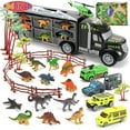 thumbnail image 1 of JoyStone 34 in 1 Dinosaurs Truck, Dino Transport Car Carrier Truck Toy with 12 Mini Dinosaur Figures and 4 Cars, Dino Park Toy Birthday Gift for 3+ Year Old Boys and Toddlers, 1 of 7