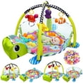 thumbnail image 1 of JoyStone 4 in 1 Turtle Baby Play Gym Activity Mat with 30 Balls, 4 Detachable Sound Toys, Baby Sensory Mat for for Toddler Infant, Newborn Gift for Boys and Girls, Green, 1 of 11