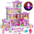 thumbnail image 1 of JoyStone 10 Rooms DollHouse, Huge Dollhouse Playset with LED Lights, Dolls, Furnitures, Accessories with Play Mat DIY Pretend Play Toys Gifts for Kids, 1 of 11