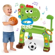 JoyStone Toddler Basketball Hoop, 4-in-1 Adjustable Basketball Goal with Music and Ring Toss, Kids Activity Center Gifts for Boys and Girls Ages 1-3