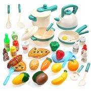JoyStone 40PCS Kids Kitchen Pretend Play Toys Cooking Set with Pots and Pans Cookware Cutting Play Food Great Gift for Toddles Infant Boys Girls Play Inside
