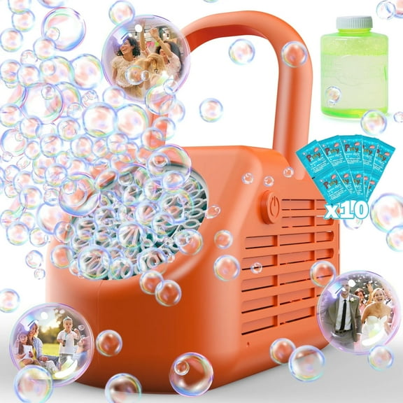 JoyStone 42 Hole Automatic Bubble Machine, High-Output Bubble Maker, 20000  Bubbles/Minute, Portable Handle, Perfect for Outdoor Parties, Gifts for 3  Ages, Orange