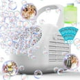 thumbnail image 1 of JoyStone 42 Hole Automatic Bubble Machine, High-Output Bubble Maker, 20000+ Bubbles/Minute, Portable Handle, Perfect for Outdoor Parties, Gifts for 3+ Ages, White, 1 of 11