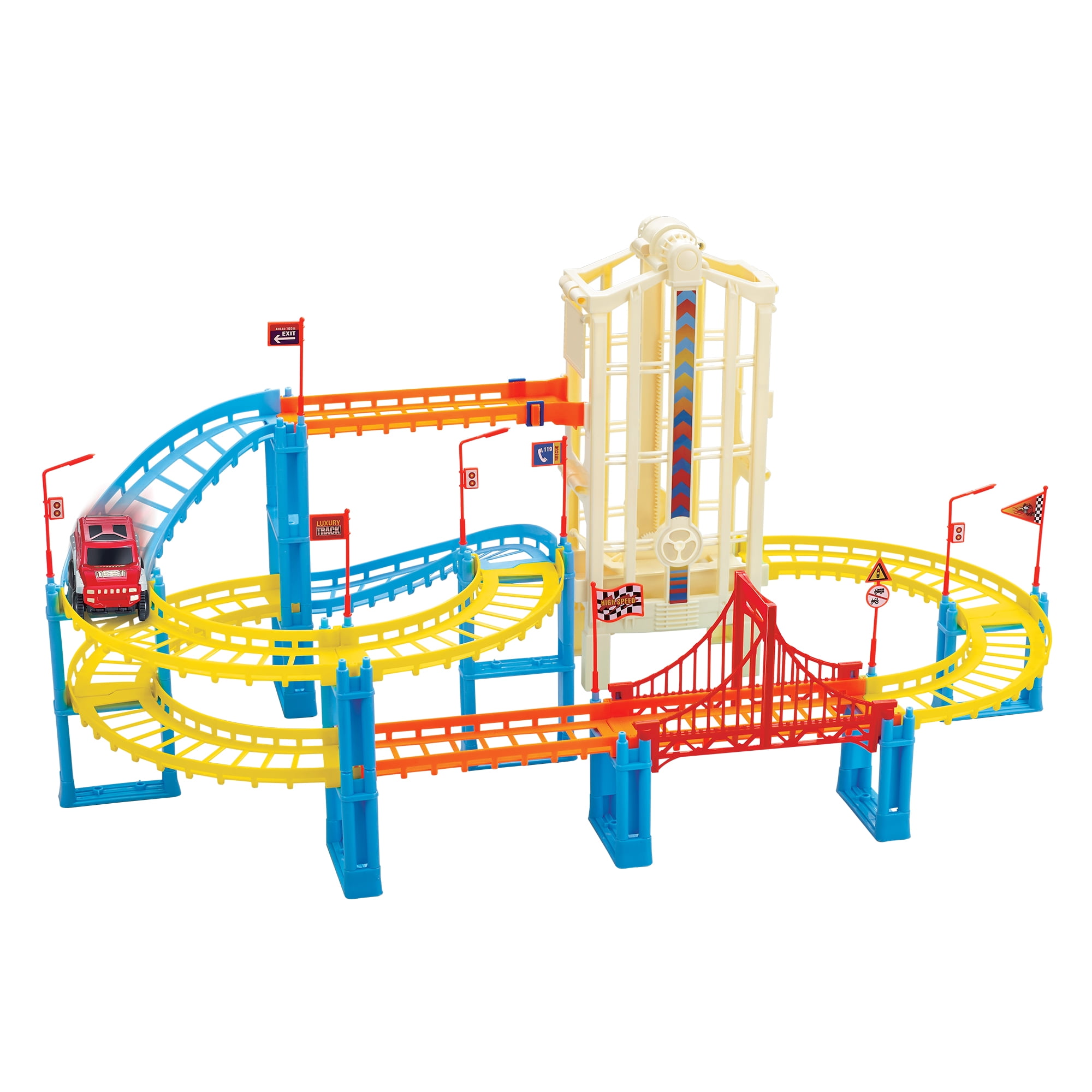 JoyStone 43PCS Toy Race Track Set, Flexible Trains Track Playset