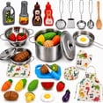 thumbnail image 1 of JoyStone Kids Cooking Playset, Stainless Steel Pots and Pans Pretend Play Kitchen Toy Set with Apron, Chef Hat, Cuttable Food and Seasoning Bottles for Age 3+, 1 of 10