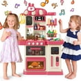 thumbnail image 1 of JoyStone 47PCS Kids Kitchen Playset,Play Kitchen Toy with Realistic Lights & Sounds,Pretend Steam, Play Sink & Oven, Pretend Play Food with Toddler, 1 of 10