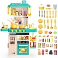 thumbnail image 1 of JoyStone 50PCS Kids Kitchen Playset, Play Kitchen Toy with Realistic Lights & Sounds & Spary, Cookware Steam & Other Kitchen Accessories Set for Toddlers, Green, 1 of 12