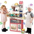 thumbnail image 1 of JoyStone 63PCS Kids Kitchen Playset,Play Kitchen Toy with Realistic Lights & Sounds,Pretend Steam, Play Sink & Oven, Menu Board & Other Kitchen Accessories Set for Toddlers, 1 of 10