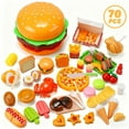 thumbnail image 1 of JoyStone 70PCS Pretend Play Food Cutting Toy Set for Kids, Burger Kitchen Toy with Storage Box, Educational Cooking Gift for Toddlers Ages 3+, 1 of 10