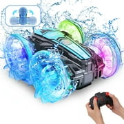 JoyStone Amphibious Remote Control Car Boat with LED Lights, 4WD RC Stunt Car Toy for Boys Girls, Water Beach Pool Toys for Kids Ages 8-12, Blue