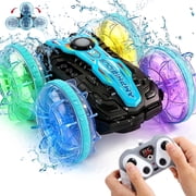 JoyStone Amphibious Remote Control Car Boat with LED Lights, 4WD RC Stunt Car Toy for Boys Girls, Water Beach Pool Toys for Kids Ages 8-12, Blue