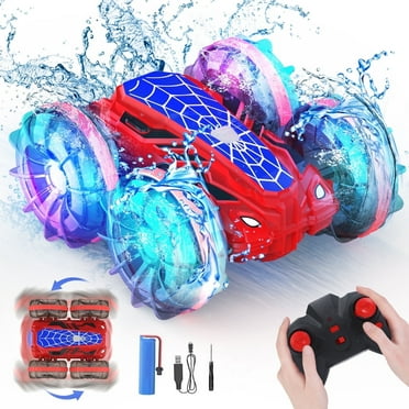 JoyStone Amphibious Remote Control Car Boat with LED Lights, 4WD RC Stunt Car Toy for Boys Girls, Water Beach Pool Toys for Kids Ages 8-12, Red