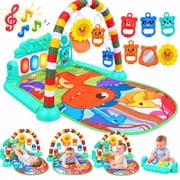 JoyStone Baby Gym Mat with Piano & Lights, Activity Tummy Time Mat for 0-12 Months, Green