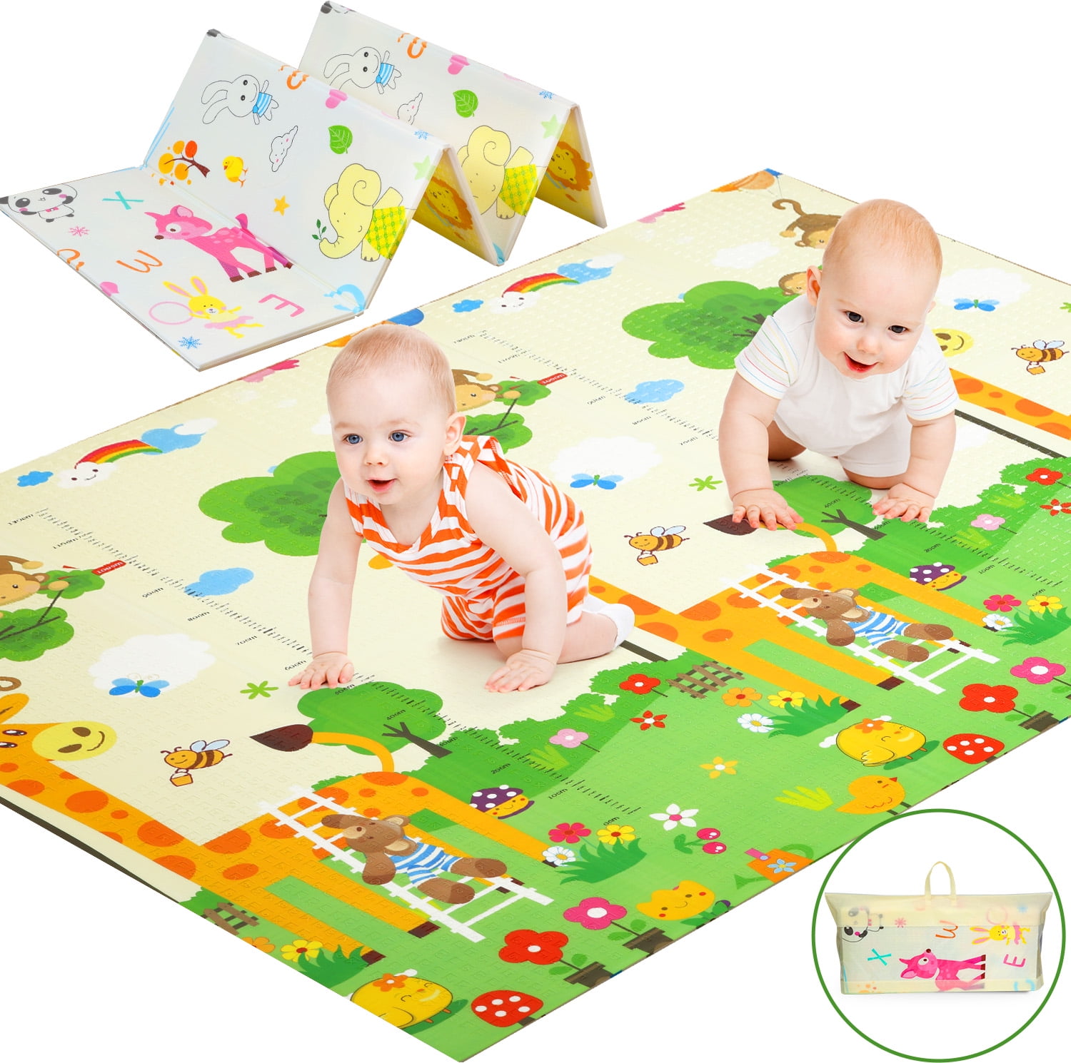 Doulami Reversible Infant Crawling Play Mat Thick XPE Foam Foldable Extra Large 79 x71 Walmart