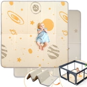 JoyStone Baby Play Mat, 50" X 50" Extra Large Reversible Foam Play Mat, Non-Toxic Foldable Animal Print Waterproof Crawl Mat for Toddlers and Babies