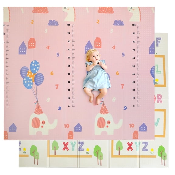 JoyStone Baby Play Mat, 78" X 70" Extra Large Reversible Foam Play Mat, Non-Toxic Foldable Animal Print Waterproof Crawl Mat for Toddlers and Babies