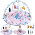 thumbnail image 1 of JoyStone Baby Gym Play Mat Activity Mat with 6 Detachable Toys, Round Tummy Time Play Mat for Newborns & Infants 0–12 Months, 1 of 12