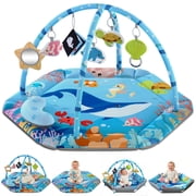 JoyStone Baby Gym Play Mat, 8-in-1 Tummy Time Mat, Infant Play Gym with 6 Detachable Toys, Washable Activity Mat & Ball Pit, Baby Toys Gift for Ages 0-18M