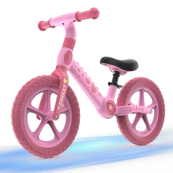 JoyStone Balance Bike Toys for Toddlers 18+ Months, Dinosaur Balance Bike with Adjustable Handlebar and Seat, No Pedals Bike Gift for Kids, Pink