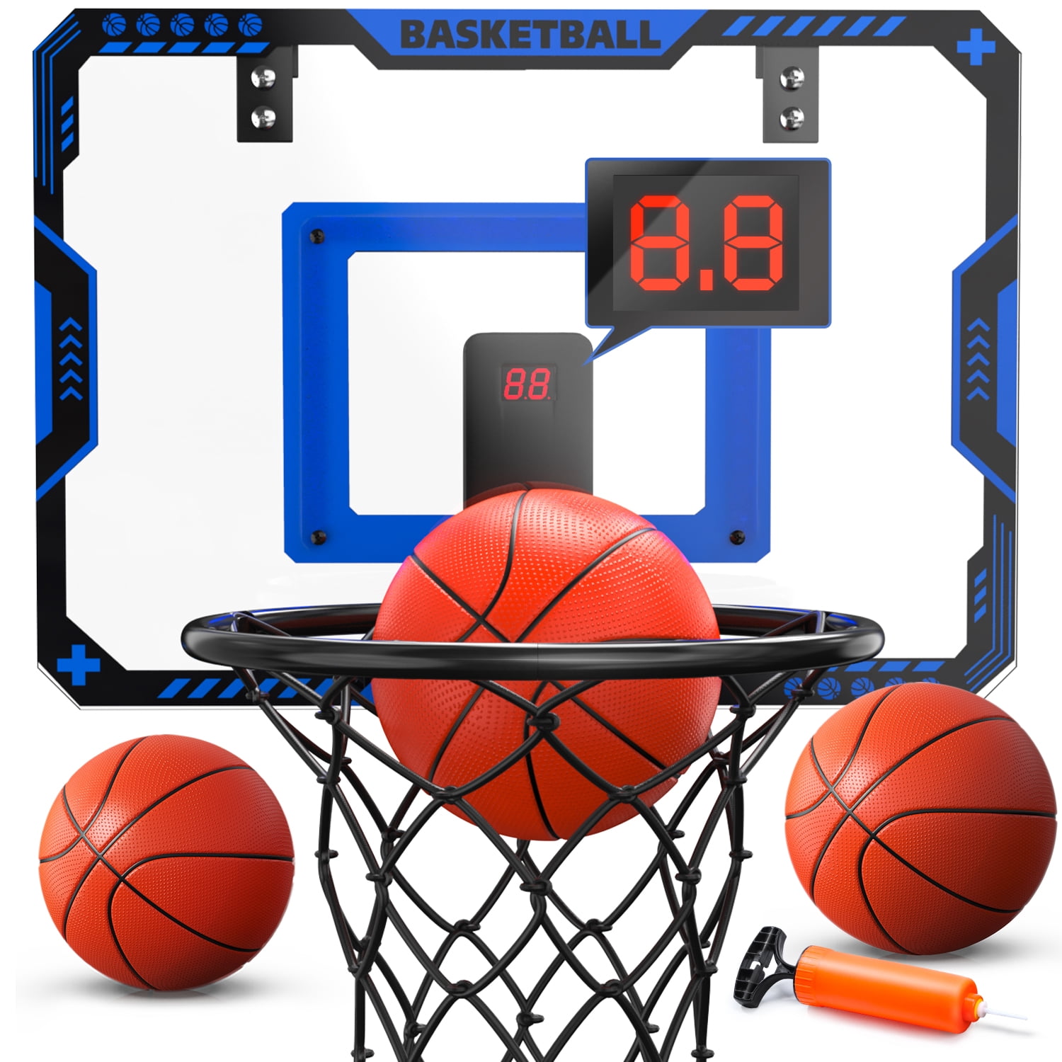 JoyStone Indoor Basketball Hoop for Kids, Mini Basketball Hoop with Electronic Scoreboard, Sounds, Over The Door Basketball Game Toys Gifts 3 Balls for Kids & Adults