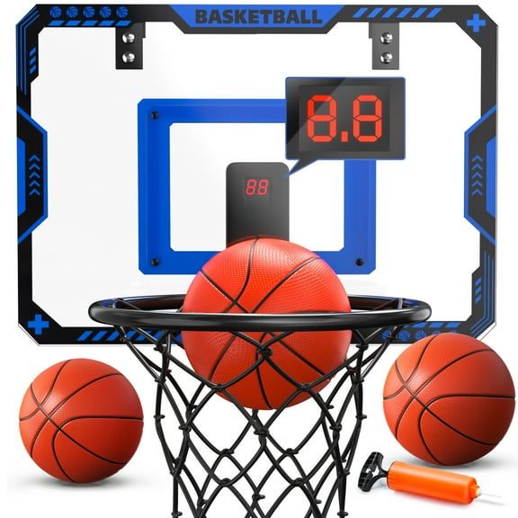 JoyStone Indoor Basketball Hoop for Kids, Mini Basketball Hoop with Electronic Scoreboard, Sounds, Over The Door Basketball Game Toys Gifts 3 Balls for Kids & Adults