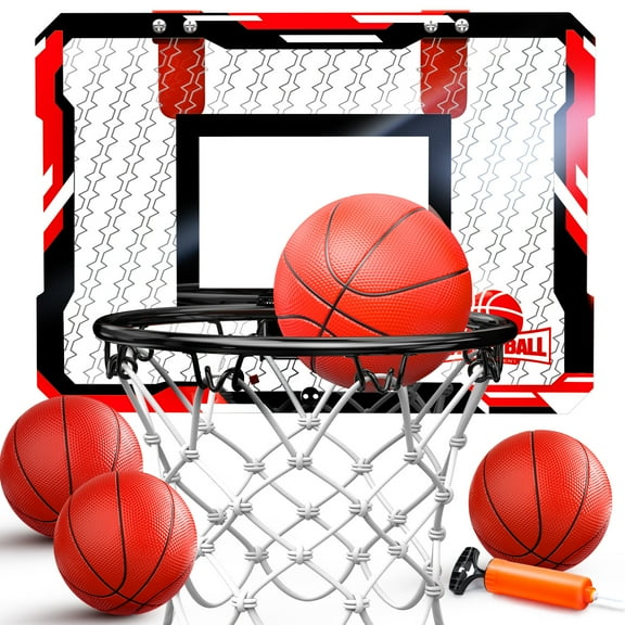 JoyStone Basketball Hoop for Kids, Over The Door Mini Basketball Hoops, Indoor Basketball Set for with 4 Balls, Kids Basketball Toy Gifts for Kids Boys Teens