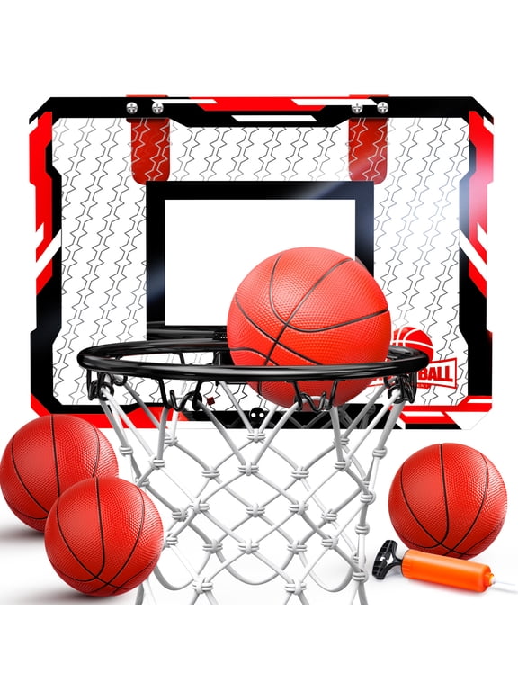 Basketball Hoop for Kids, Over The Door Mini Basketball Hoops, Indoor Basketball Set for with 4 Balls, Kids Basketball Toy Gifts for Kids Boys Teens