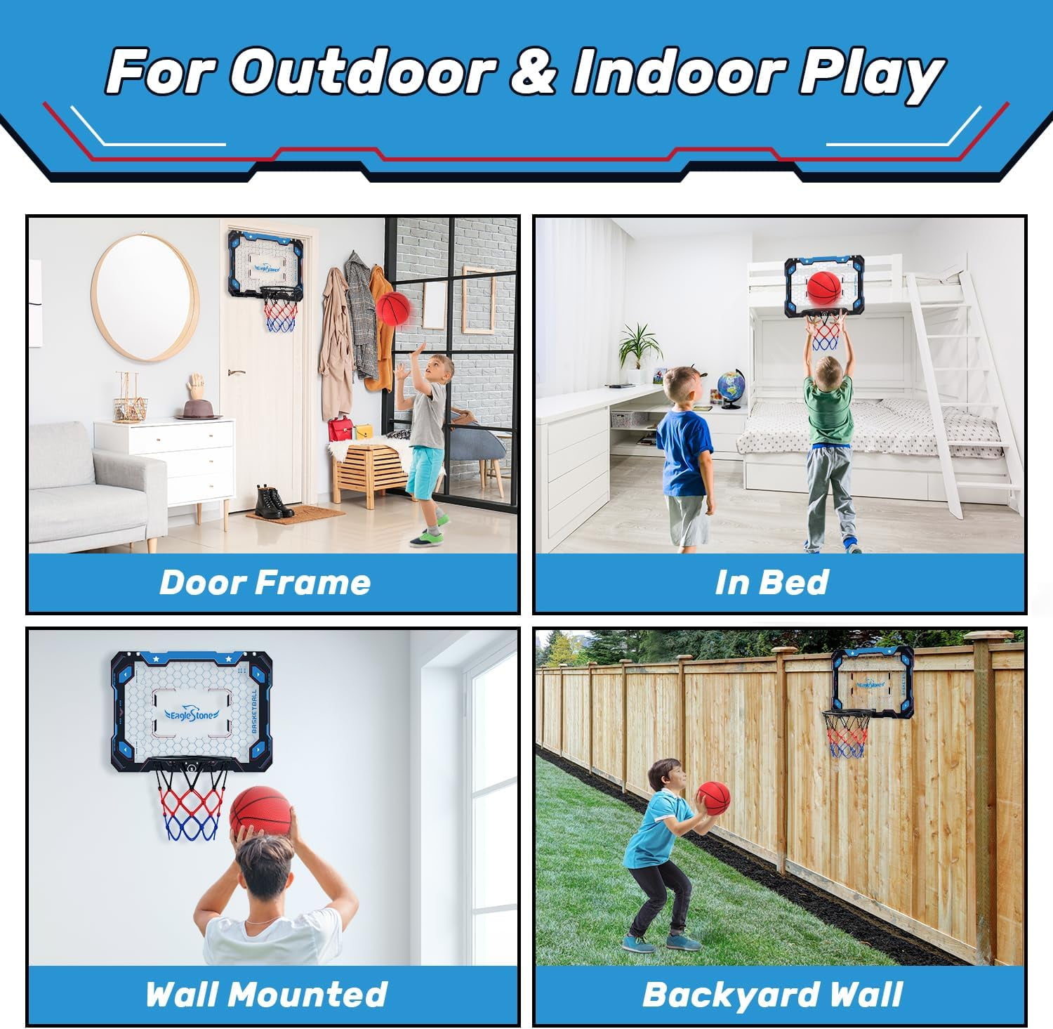 JoyStone Basketball Hoop for Kids, Over The Door Mini Basketball Hoops