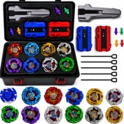 JoyStone Multicolor Battling Top Burst Gyro Toy Set with Portable Storage Box, 12 Spinning Tops, 2 Ripcord Launchers for Kids Ages 6+